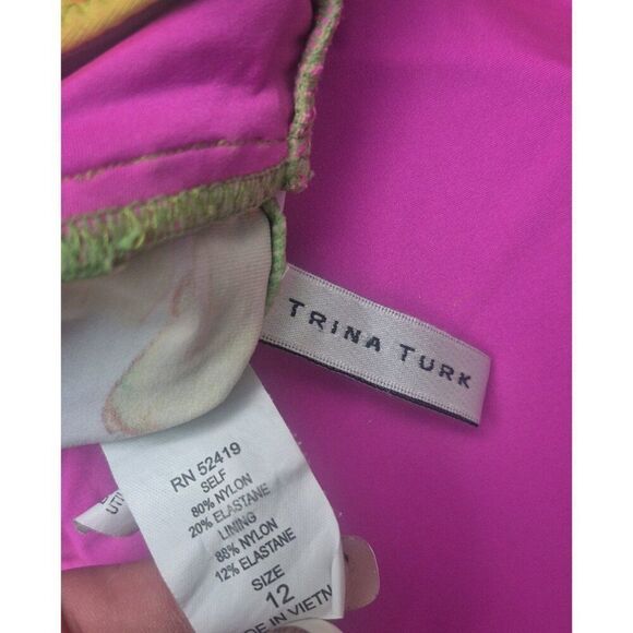 Trina Turk Swimsuit Hawaiian Haulter Top Women's Size 12 - Picture 3 of 3